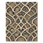 Golden Gilded Paisley Arabesque Curve Rug