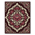 Elegant Crimson Floral Art Nouveau Arrangement Rug