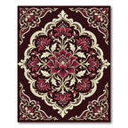 Elegant Crimson Floral Art Nouveau Arrangement Rug