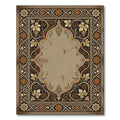 Ornate Golden Grapevine Dark Bordered Frame Rug