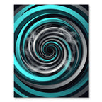 Modern Teal and Silver Swirl Vortex Rug