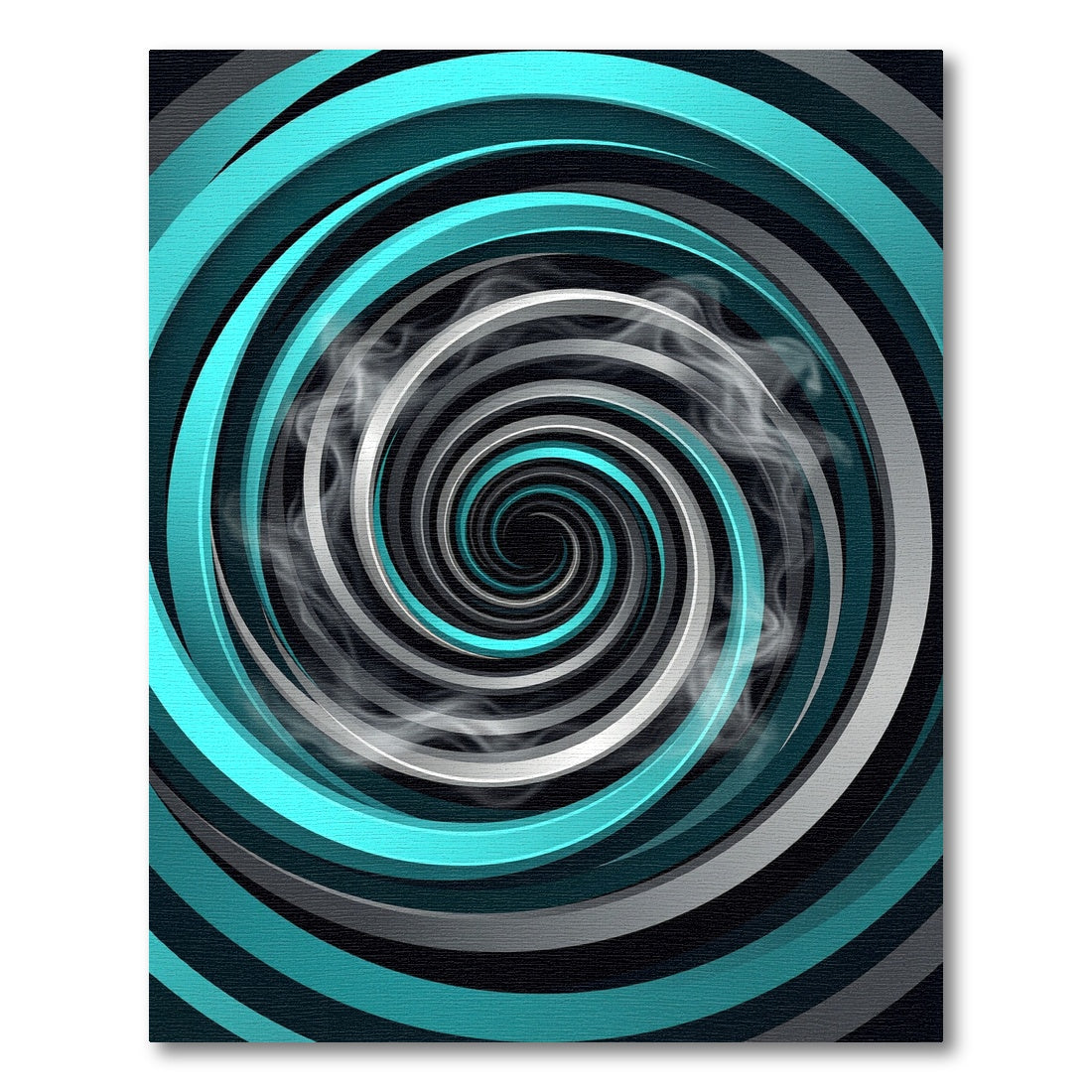 Modern Teal and Silver Swirl Vortex Rug