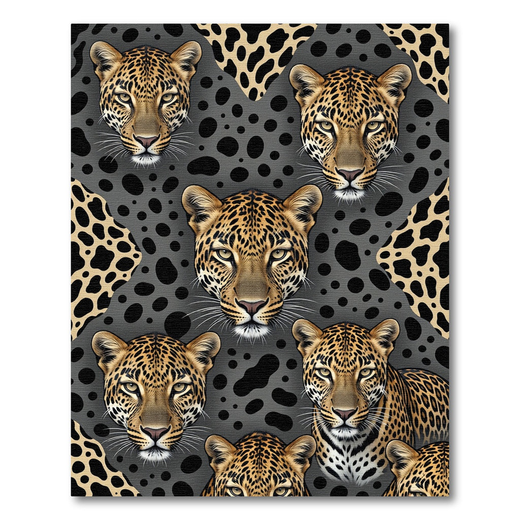 Fierce Leopard Faces Spotted Inlay Rug