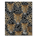 Fierce Leopard Faces Spotted Inlay Rug