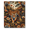 Majestic Tiger and Tropical Floral Jungle Rug
