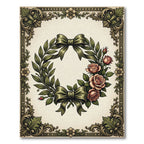 Vintage Green Ribbon Rose Laurel Wreath Rug