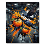 Ravens with Persimmons Abstract Ink Splash Rug