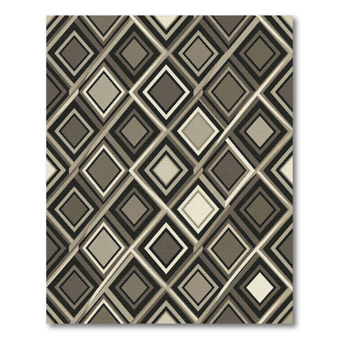 Modern Geometric Diamond Overlay Neutral Rug