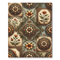 Vintage Floral Medallion Earthy Botanical Rug