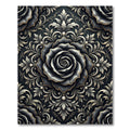 Gothic Black Rose Silver Filigree Rug
