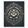Antique Silver Lotus Medallion Artwork Rug