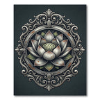 Antique Silver Lotus Medallion Artwork Rug