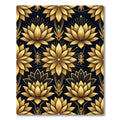 Golden Lotus Art Deco Black Wallpaper Rug