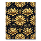 Golden Lotus Art Deco Black Wallpaper Rug