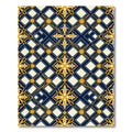 Navy Blue Golden Trellis Geometric Rug