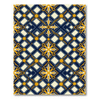 Navy Blue Golden Trellis Geometric Rug