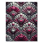 Crimson Hearts Art Deco Floral Rug