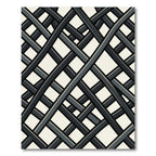 Modern Charcoal Grid Intersecting Lines Rug