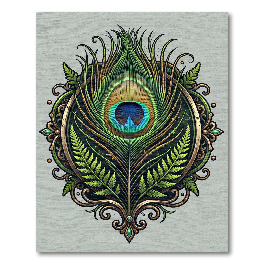 Ornate Emerald Peacock Feather Medallion Rug