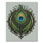 Ornate Emerald Peacock Feather Medallion Rug