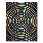 Modern Navy and Gold Concentric Circles Rug