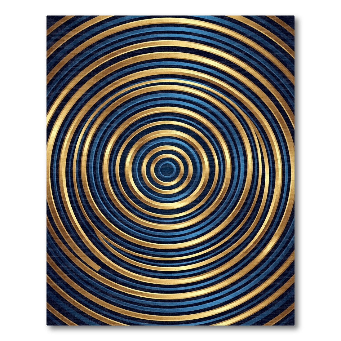 Modern Navy and Gold Concentric Circles Rug