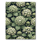 Elegant White Hydrangea Botanical Dark Background Rug
