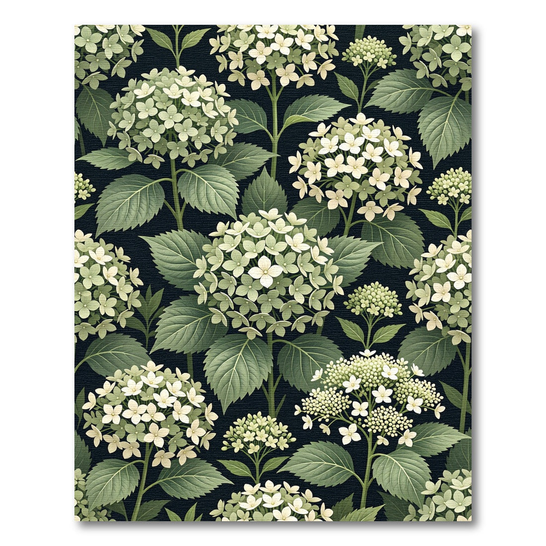 Elegant White Hydrangea Botanical Dark Background Rug