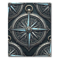 Vintage Nautical Steel Compass Rose Rug