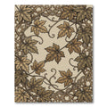 Elegant Sepia Maple Leaf Scroll Work Rug
