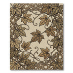Elegant Sepia Maple Leaf Scroll Work Rug