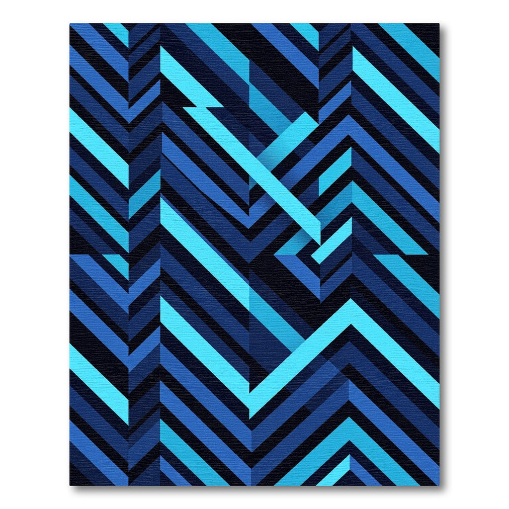 Deep Blue Chevron Abstract Geometric Rug