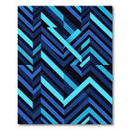 Deep Blue Chevron Abstract Geometric Rug