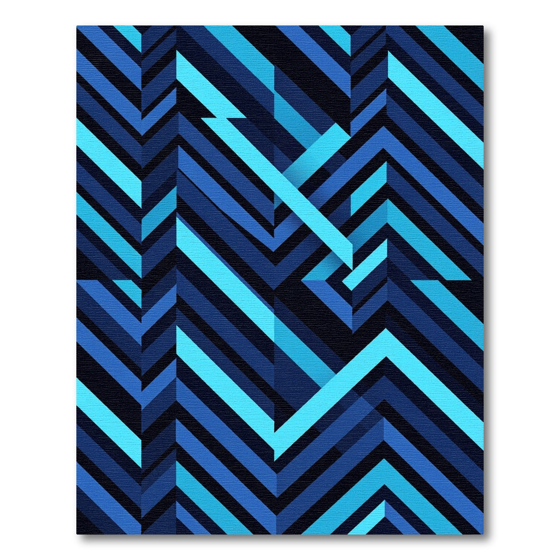 Deep Blue Chevron Abstract Geometric Rug