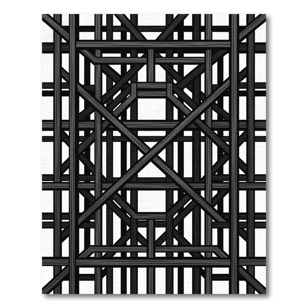 Modern Architectural Black Grid Lattice Rug