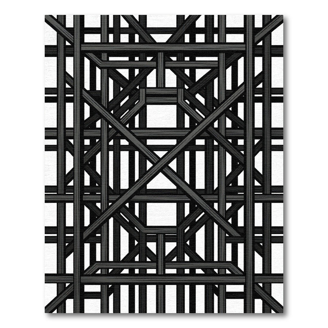 Modern Architectural Black Grid Lattice Rug