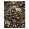 Vintage Brown Rose Floral Garland Rug
