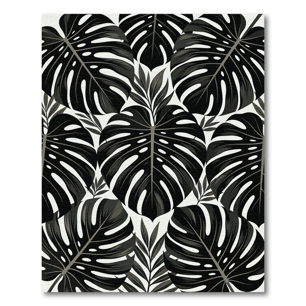 Monochromatic Tropical Monstera Leaf Botanical Rug