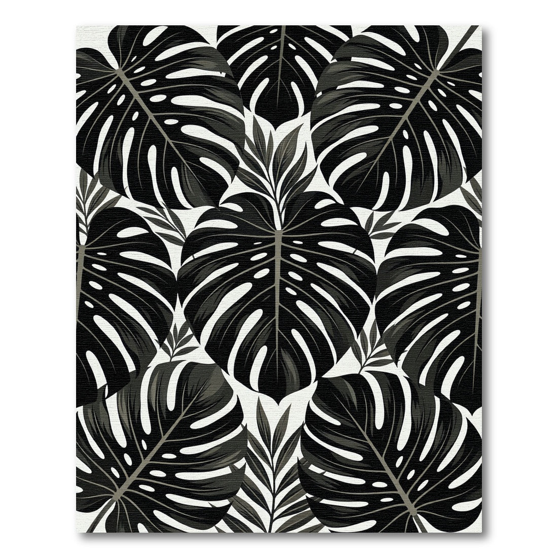 Monochromatic Tropical Monstera Leaf Botanical Rug