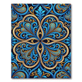 Ornate Azure Gold Swirl Damask Rug