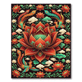 Vibrant Phoenix Lotus Red Floral Medallion Rug