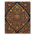 Ornate Amber Foliage Scroll Medallion Rug