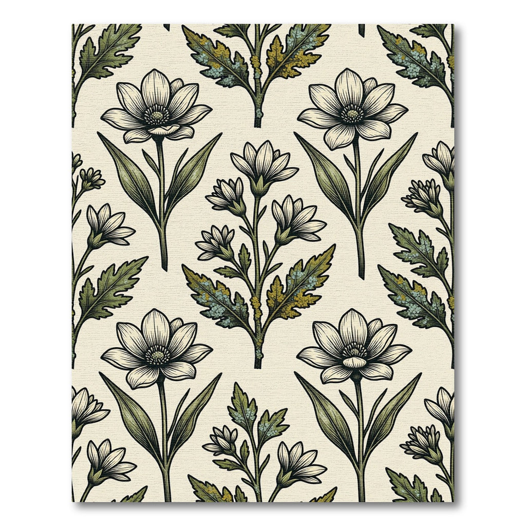 Vintage Botanical Cream and Olive Floral Rug