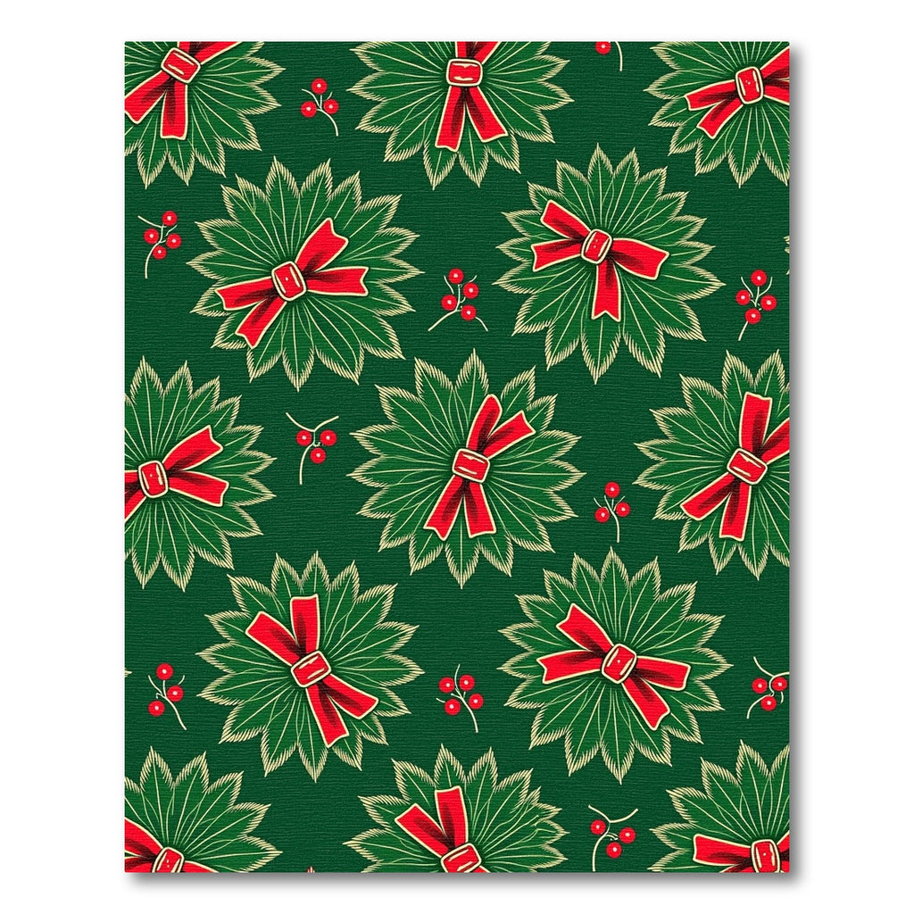 Green Red Poinsettia Berry Wreath Rug