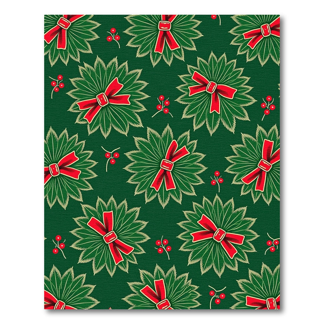 Green Red Poinsettia Berry Wreath Rug