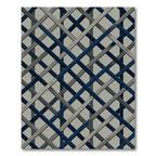 Navy and Gray Woven Plaid Cross Rug