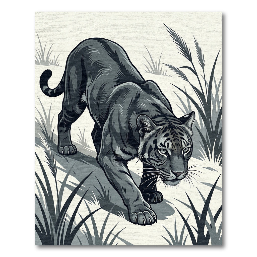 Monochromatic Prowling Panther Jungle Graphic Rug