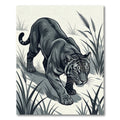 Monochromatic Prowling Panther Jungle Graphic Rug