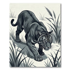 Monochromatic Prowling Panther Jungle Graphic Rug