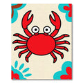 Whimsical Red Crab With Blue Flora Rug